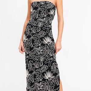 LOFT Women’s Black Dress w White Embroidery, Sz 2, NWT, Beach, Vacation